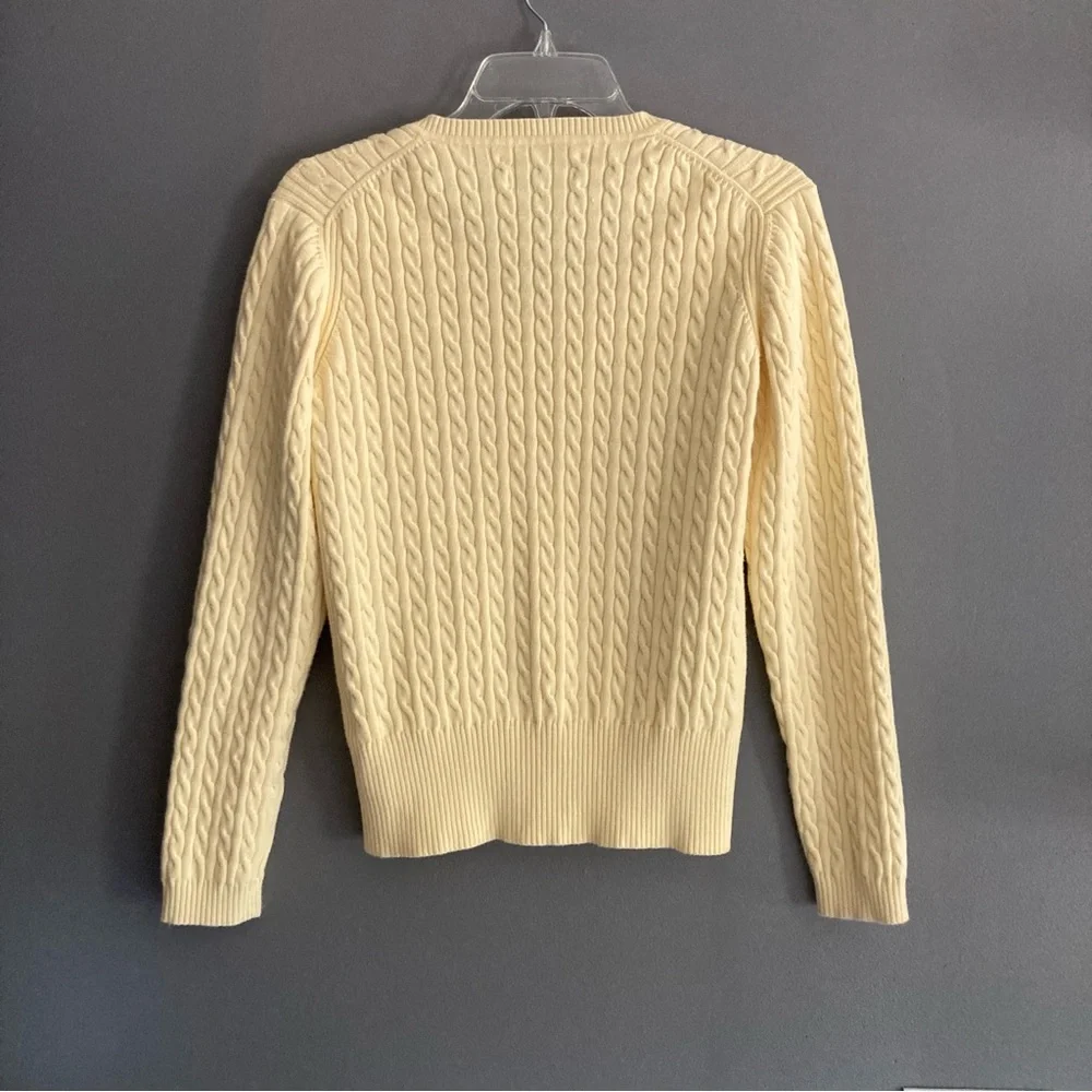 Butter Yellow Classic Cable Knit Tommy Hilfiger Sweater Size Medium - Picture 5 of 6